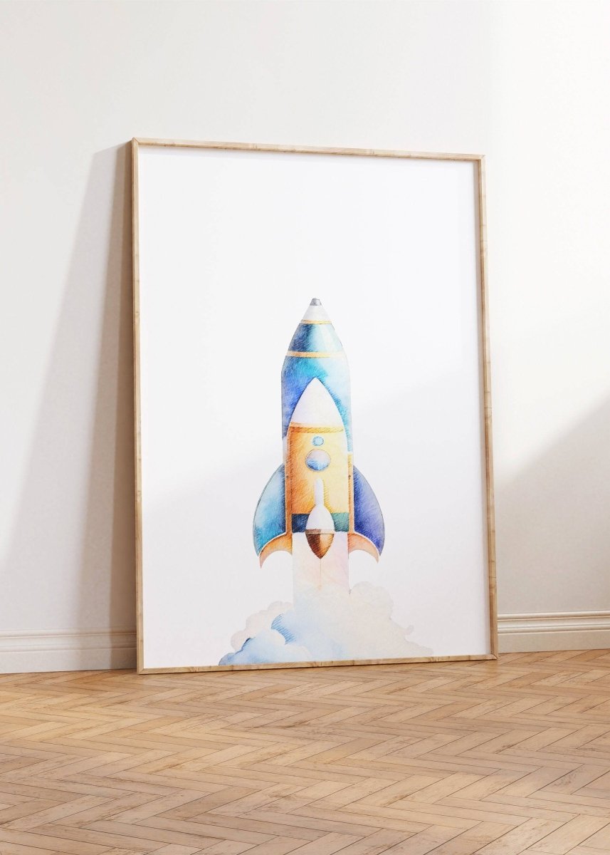 Space Nursery Prints | Set of 2 | Solar System & Rocket Wall Art for Kids' Room - RoseRowanDesign -