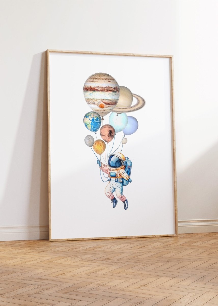 Space Nursery Prints | Set of 3 | Solar System & Astronaut Wall Art for Boys' Room - RoseRowanDesign -