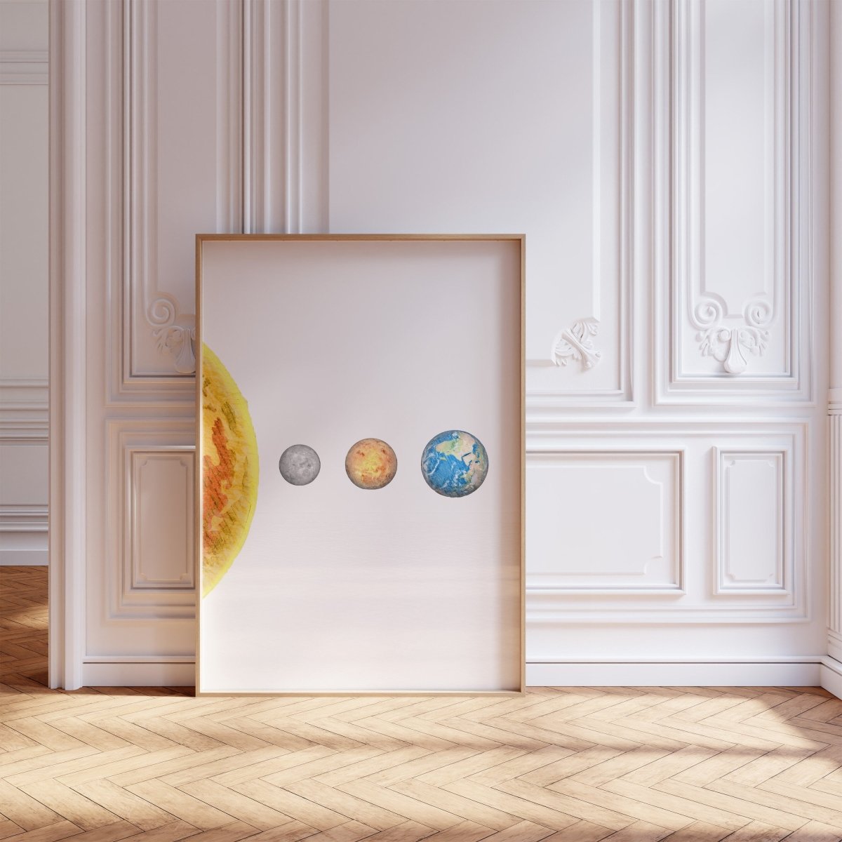 Space Nursery Prints | Set of 3 | Solar System & Astronaut Wall Art for Toddler Boy's Room - RoseRowanDesign -