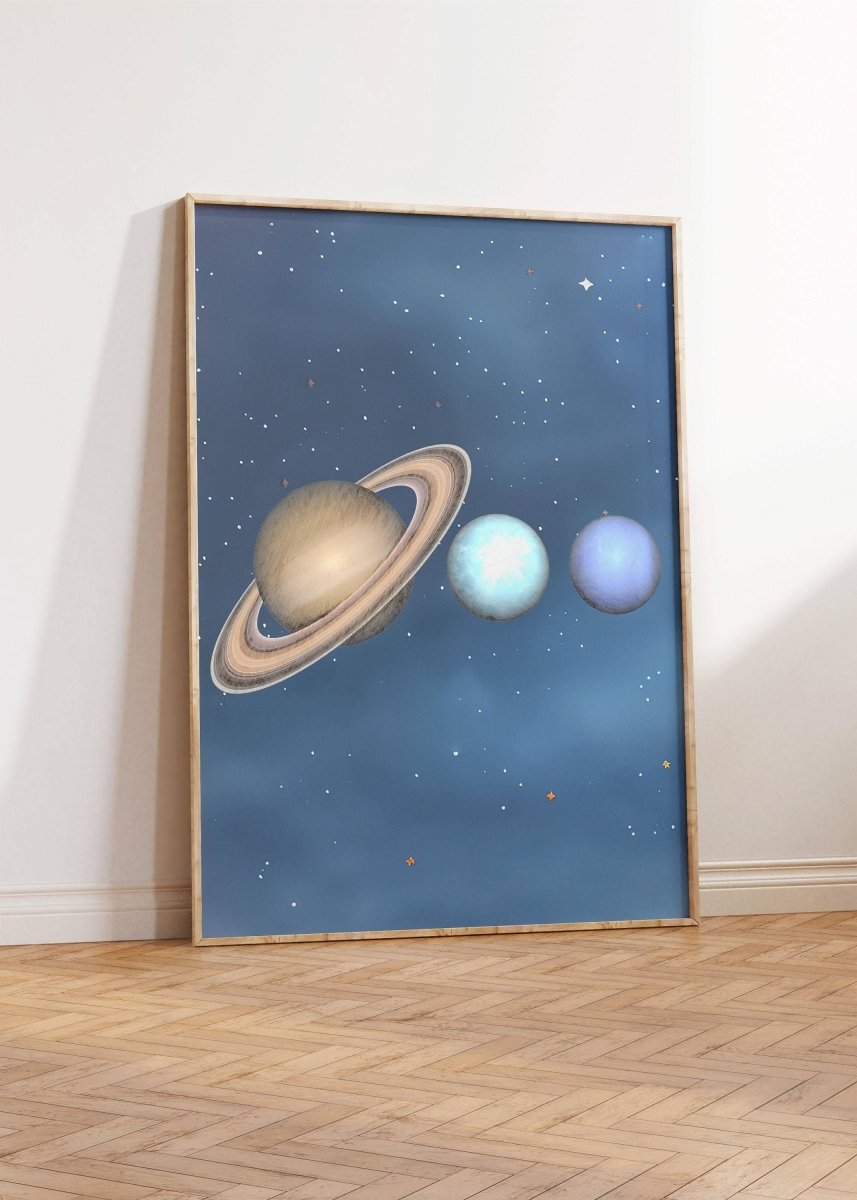Space Nursery Prints | Set of 3 | Solar System, Planets & Stars Decor for Boys' Room - RoseRowanDesign -