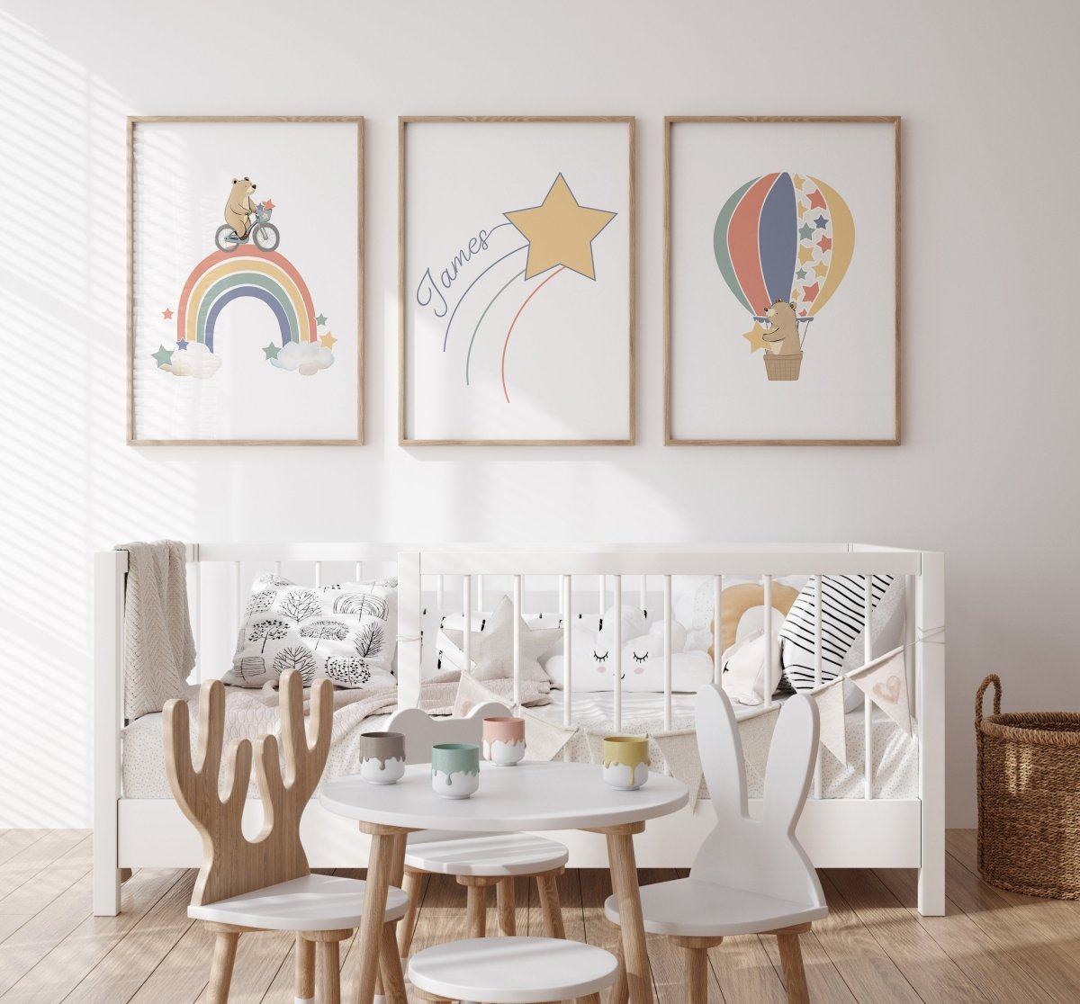 Star Personalised Set of 3 Wall Prints | Wall Art for Nursery, Bedroom or Playroom - RoseRowanDesign - Wall Art