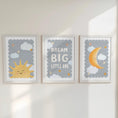 Load image into Gallery viewer, Sun Moon Nursery Print Set - Dream Big Little One Wall Art for Kids - RoseRowanDesign -