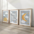 Load image into Gallery viewer, Sun Moon Nursery Print Set - Dream Big Little One Wall Art for Kids - RoseRowanDesign -