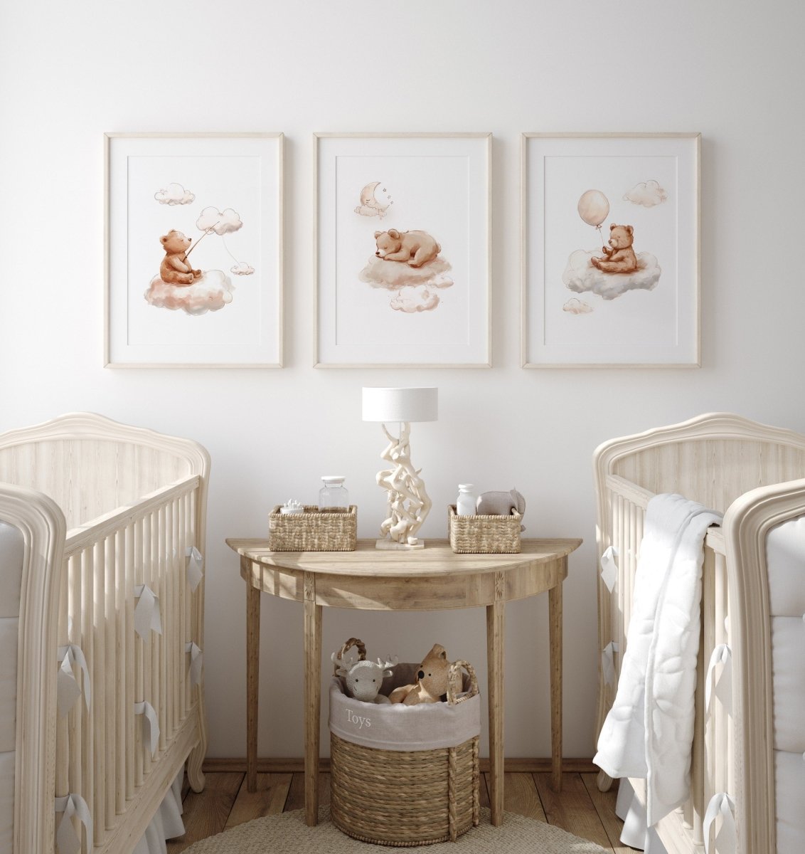 Teddy Bear Theme Kids Wall Art | Set of 3 Nursery Prints - RoseRowanDesign - Wall Art