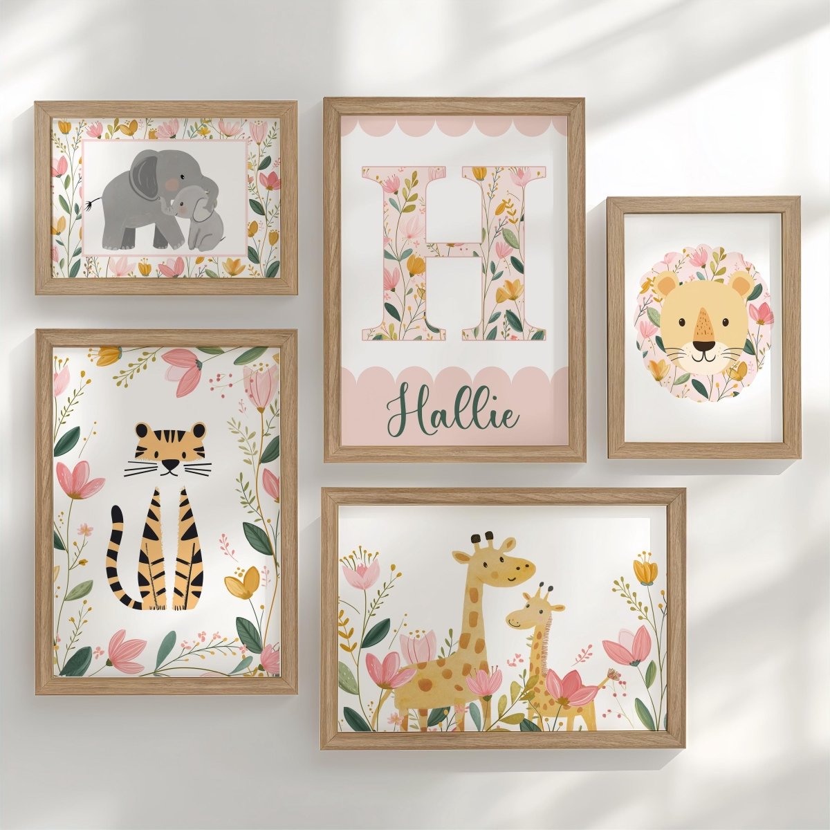 Tropical Safari Gallery Wall Nursery Prints – Floral Animal Wall Art - RoseRowanDesign -