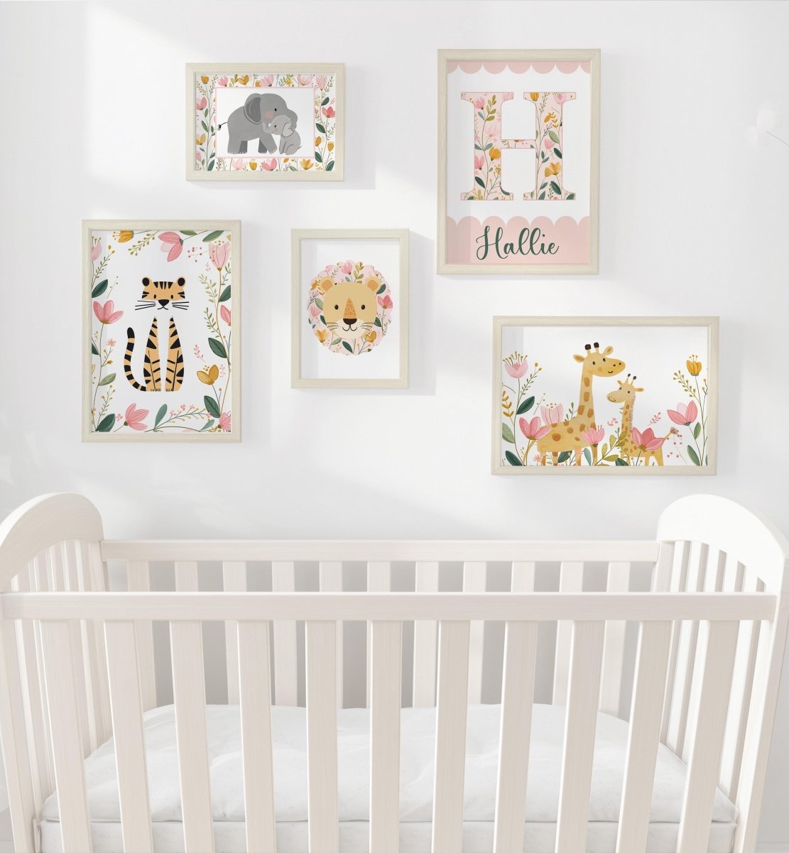 Tropical Safari Gallery Wall Nursery Prints – Floral Animal Wall Art - RoseRowanDesign -