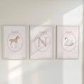Load image into Gallery viewer, Vintage Pink Gingham Nursery Prints – Girls Personalised Set - RoseRowanDesign -