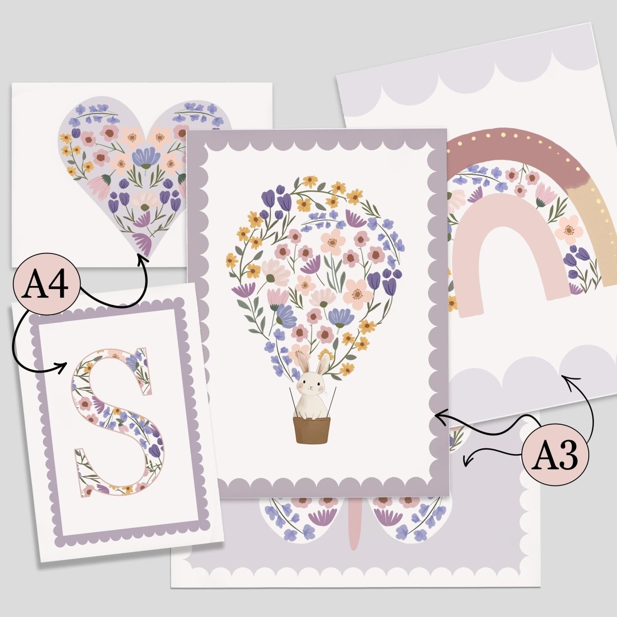 Wildflower Nursery Gallery Wall Art Set – Girls Floral Prints - RoseRowanDesign - Wall Art