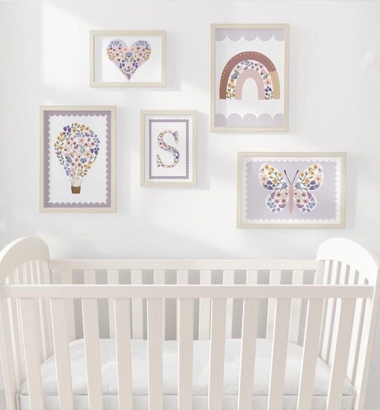 Wildflower Nursery Gallery Wall Art Set – Girls Floral Prints - RoseRowanDesign - Wall Art