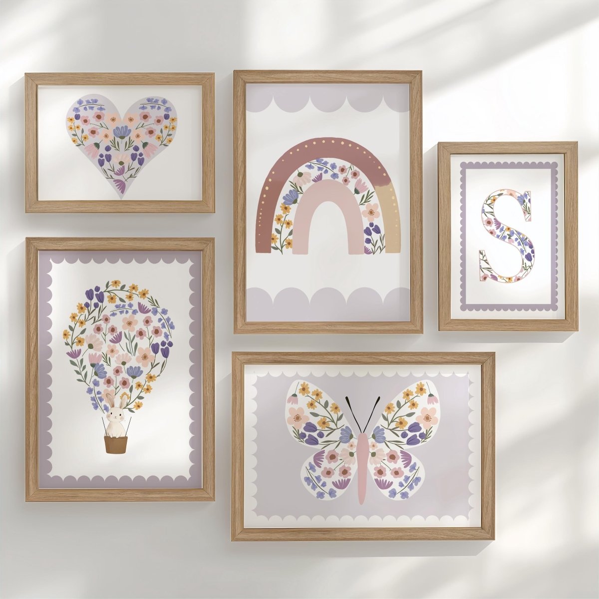 Wildflower Nursery Gallery Wall Art Set – Girls Floral Prints - RoseRowanDesign - Wall Art