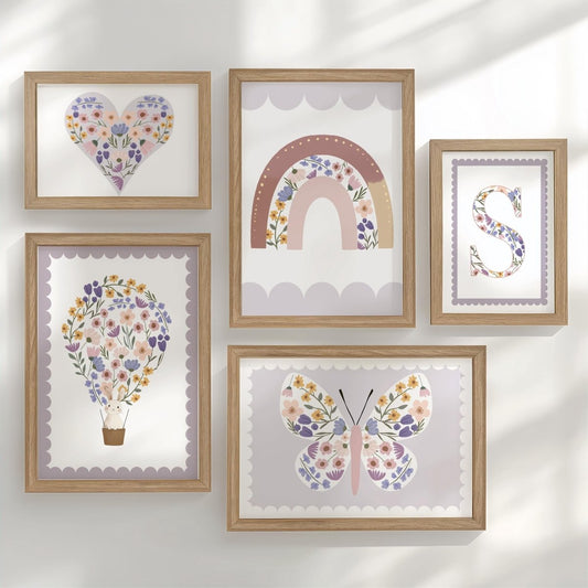 Wildflower Nursery Gallery Wall Art Set – Girls Floral Prints - RoseRowanDesign - Wall Art