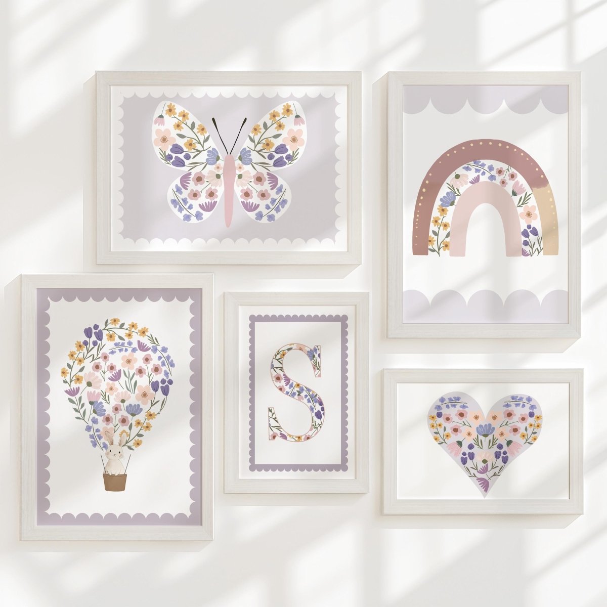Wildflower Nursery Gallery Wall Art Set – Girls Floral Prints - RoseRowanDesign - Wall Art