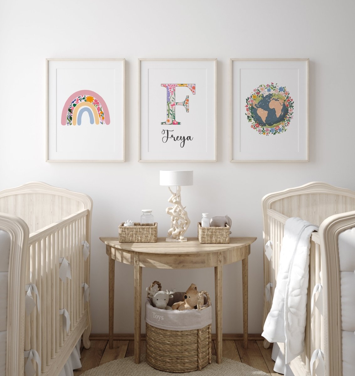 Wildflower Personalised Set of 3 Girls Prints | Wall Art for Nursery, Bedroom or Playroom - RoseRowanDesign - Wall Art