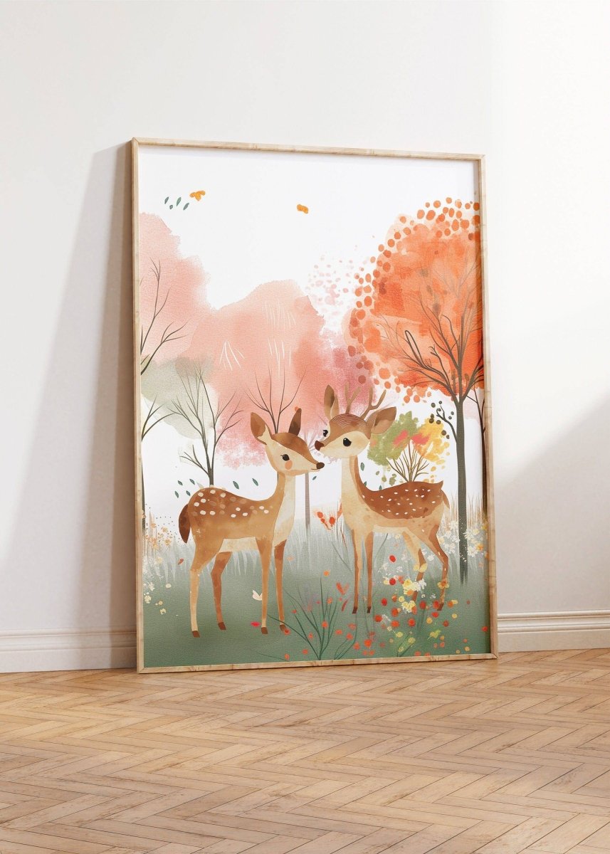 Woodland Animal Nursery Prints | Set of 3 | Blossom Tree & Forest Decor for Unisex Kids' Room - RoseRowanDesign -