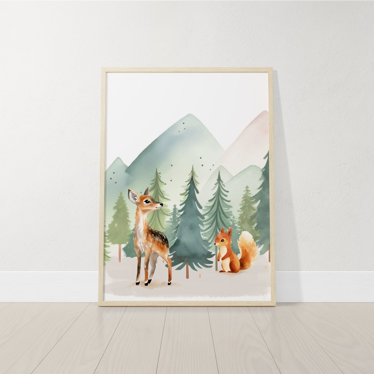 Woodland Animal Nursery Prints | Set of 3 | Green Forest & Mountain Adventure Decor for Unisex Kids' Room - RoseRowanDesign -