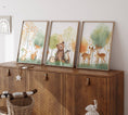Load image into Gallery viewer, Woodland Animal Nursery Prints | Set of 3 | Green Forest & Scandi Adventure Decor for Unisex Kids' Room - RoseRowanDesign -