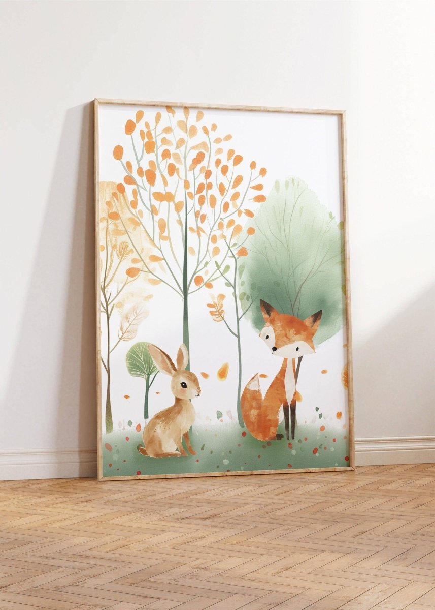 Woodland Animal Nursery Prints | Set of 3 | Green Forest & Scandi Adventure Decor for Unisex Kids' Room - RoseRowanDesign -