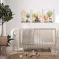 Load image into Gallery viewer, Woodland Animal Nursery Prints | Set of 3 | Green Forest & Scandi Adventure Decor for Unisex Kids' Room - RoseRowanDesign -