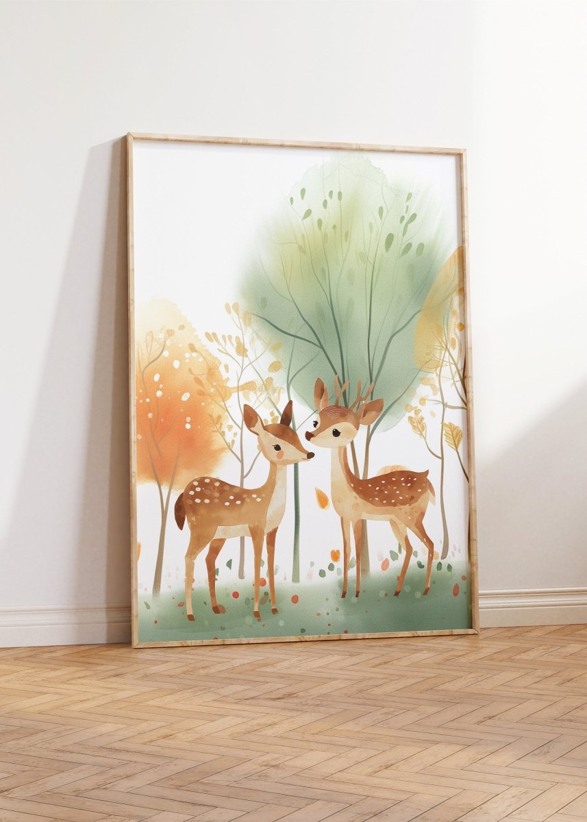 Woodland Animal Nursery Prints | Set of 3 | Green Forest & Scandi Adventure Decor for Unisex Kids' Room - RoseRowanDesign -