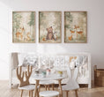 Load image into Gallery viewer, Woodland Animal Nursery Prints | Set of 3 | Neutral Beige & Green Scandi Forest Decor for Kids' Room - RoseRowanDesign -