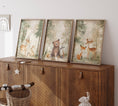Load image into Gallery viewer, Woodland Animal Nursery Prints | Set of 3 | Neutral Beige & Green Scandi Forest Decor for Kids' Room - RoseRowanDesign -