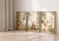 Load image into Gallery viewer, Woodland Animal Nursery Prints | Set of 3 | Neutral Beige & Green Scandi Forest Decor for Kids' Room - RoseRowanDesign -