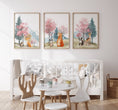 Load image into Gallery viewer, Woodland Animal Nursery Prints | Set of 3 | Pink Forest & Mountain Decor for Girls' Room - RoseRowanDesign -