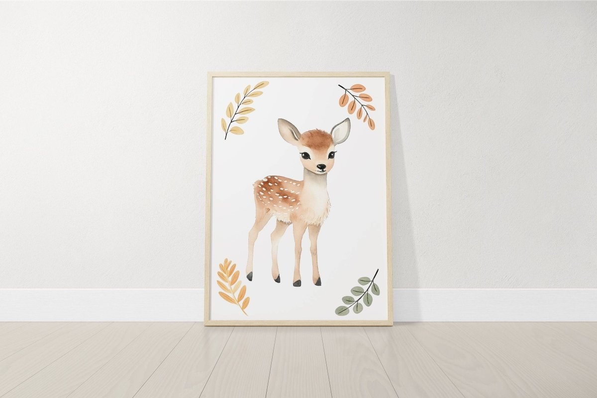 Woodland Animal Nursery Prints | Set of 6 | Neutral Forest Decor with Fox, Bunny, Deer & Bear - RoseRowanDesign - Wall Art