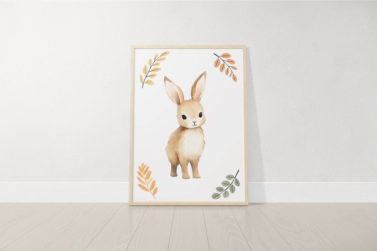 Woodland Animal Nursery Prints | Set of 6 | Neutral Forest Decor with Fox, Bunny, Deer & Bear - RoseRowanDesign - Wall Art