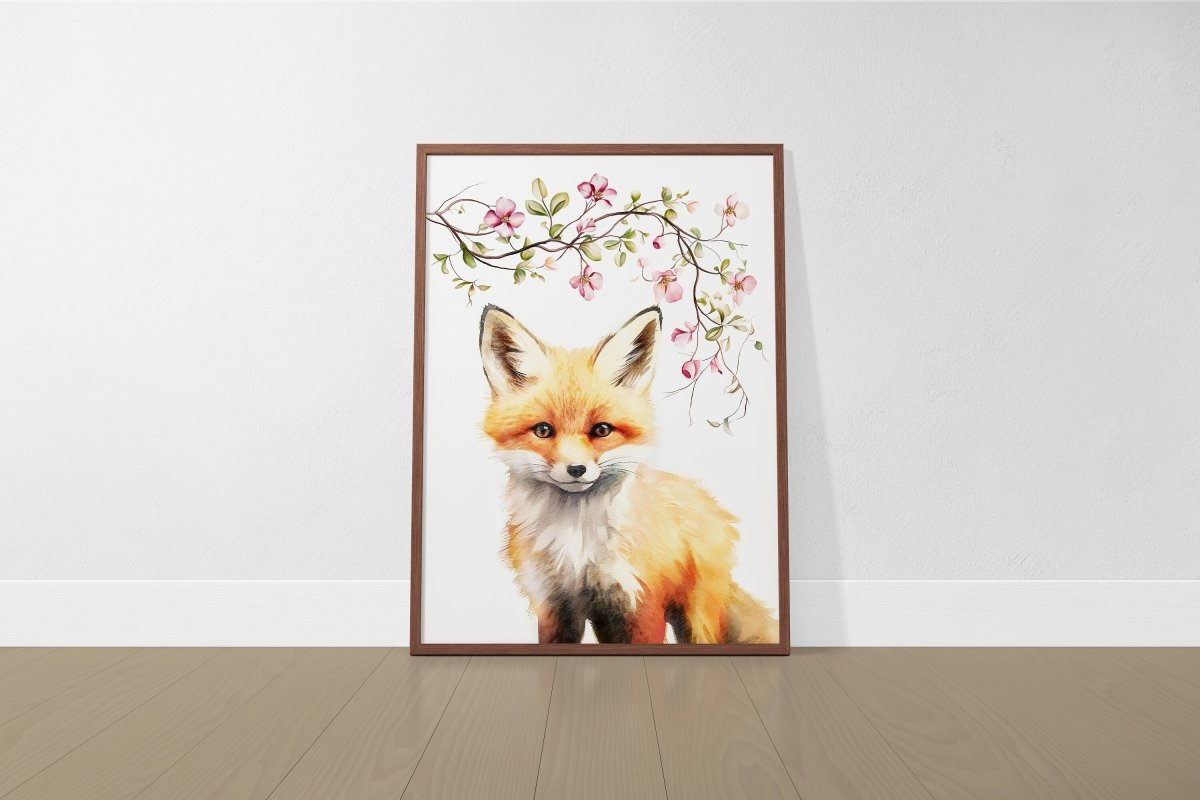 Woodland Animal Nursery Prints | Set of 6 | Pink Floral Forest Decor for Baby Girl's Room - RoseRowanDesign -