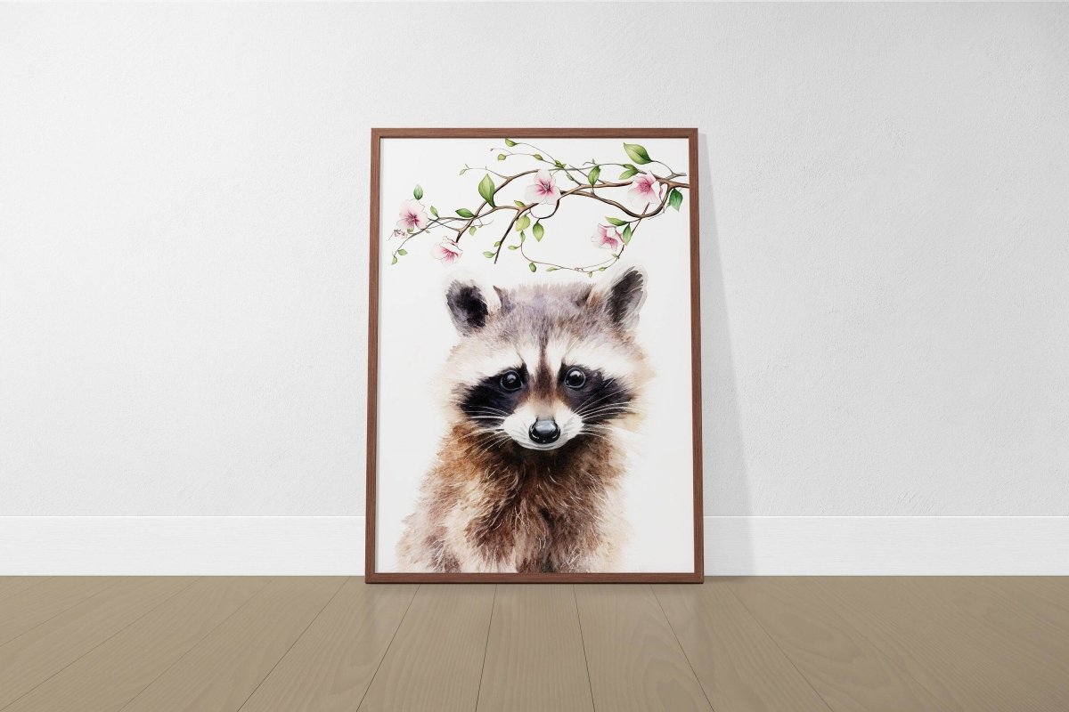 Woodland Animal Nursery Prints | Set of 6 | Pink Floral Forest Decor for Baby Girl's Room - RoseRowanDesign -