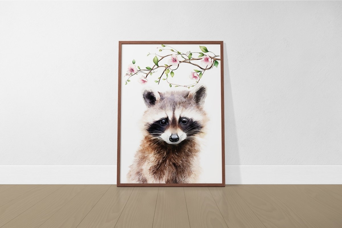 Woodland Animal Nursery Prints | Set of 6 | Pink Floral Forest Decor for Baby Girl's Room - RoseRowanDesign -