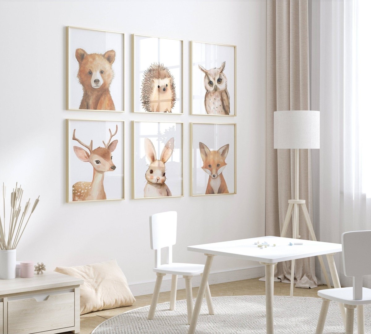 Woodland Animal Nursery Wall Prints | Set of 3 | Boho Forest Decor for Baby’s Room - RoseRowanDesign -