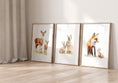 Load image into Gallery viewer, Woodland Animal Nursery Wall Prints | Set of 3 | Neutral Forest Animal Art for Baby’s Room - RoseRowanDesign -