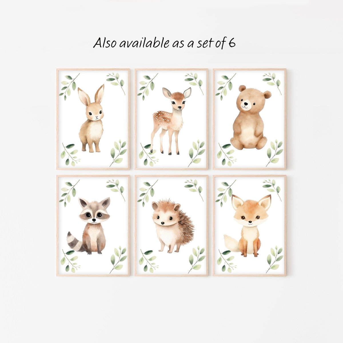 Woodland Animal Nursery Wall Prints | Set of 3 | Neutral Forest & Botanical Decor for Baby's Nursery - RoseRowanDesign -