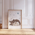 Load image into Gallery viewer, Woodland Animal Nursery Wall Prints | Set of 3 | Sleeping Animals & Starry Night Decor for Babies' Room - RoseRowanDesign -