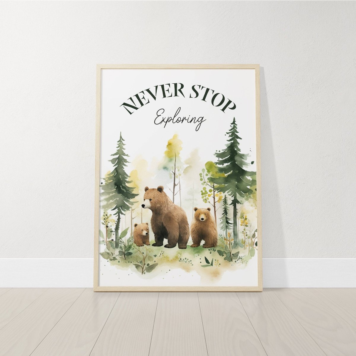 Woodland Bear Nursery Prints | Set of 3 | Forest Adventure Wall Art for Unisex Nursery - RoseRowanDesign -