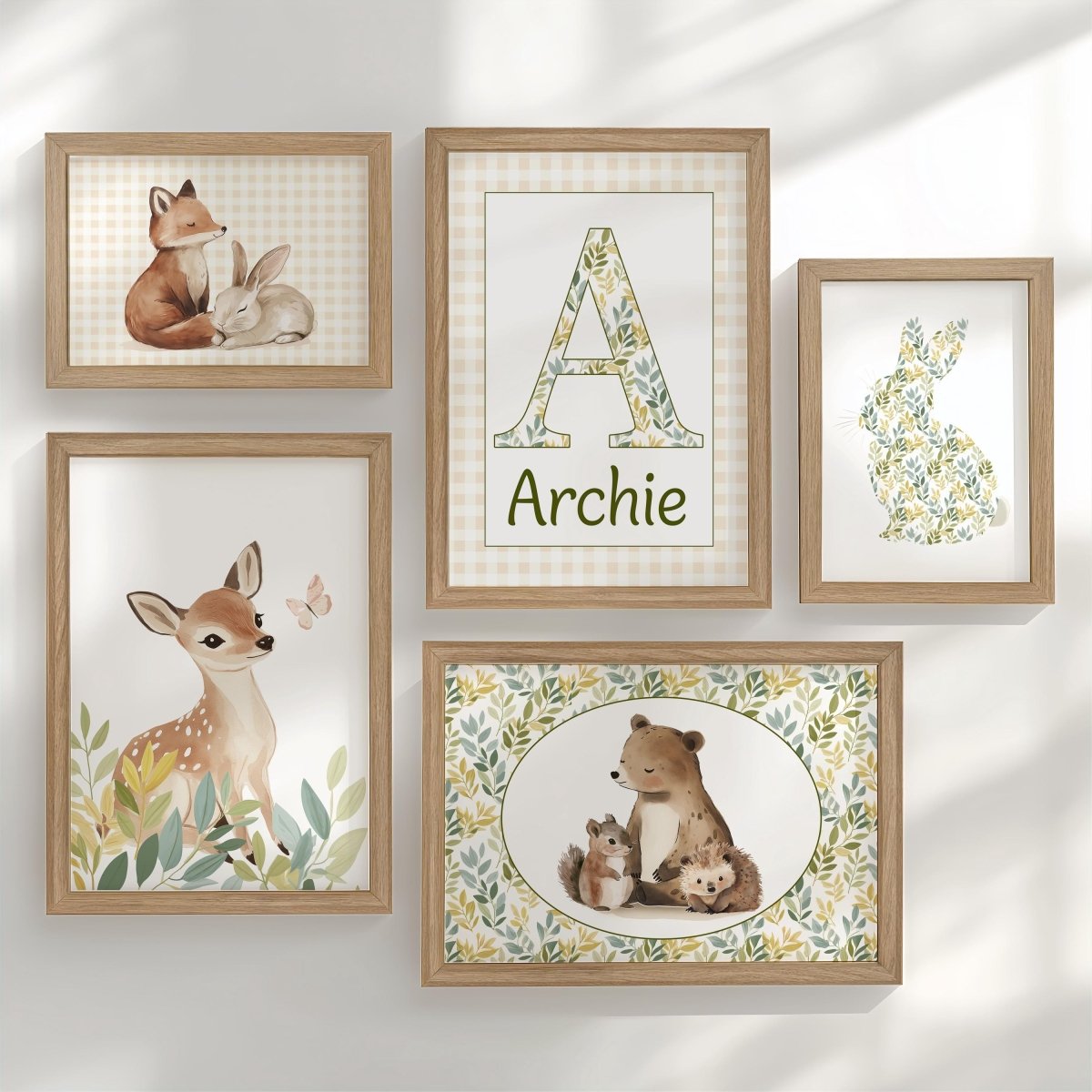 Woodland Gallery Wall Nursery Prints – Personalised Animal Wall Art Set - RoseRowanDesign - Wall Art