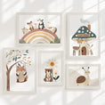 Load image into Gallery viewer, Woodland Nursery Gallery Wall Set – Forest Animal Prints - RoseRowanDesign - Wall Art