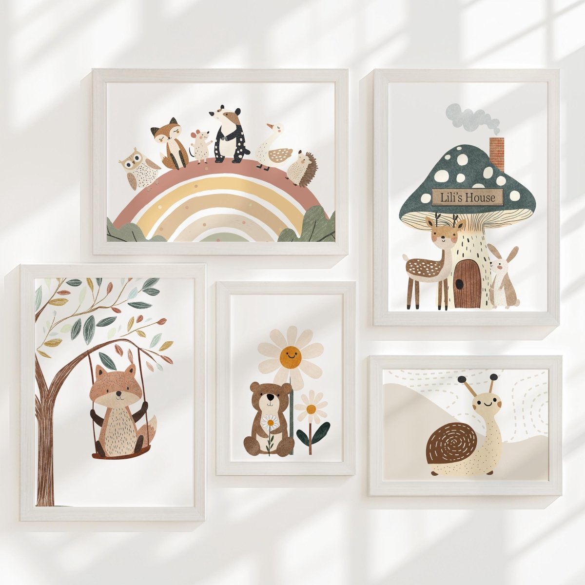 Woodland Nursery Gallery Wall Set – Forest Animal Prints - RoseRowanDesign - Wall Art
