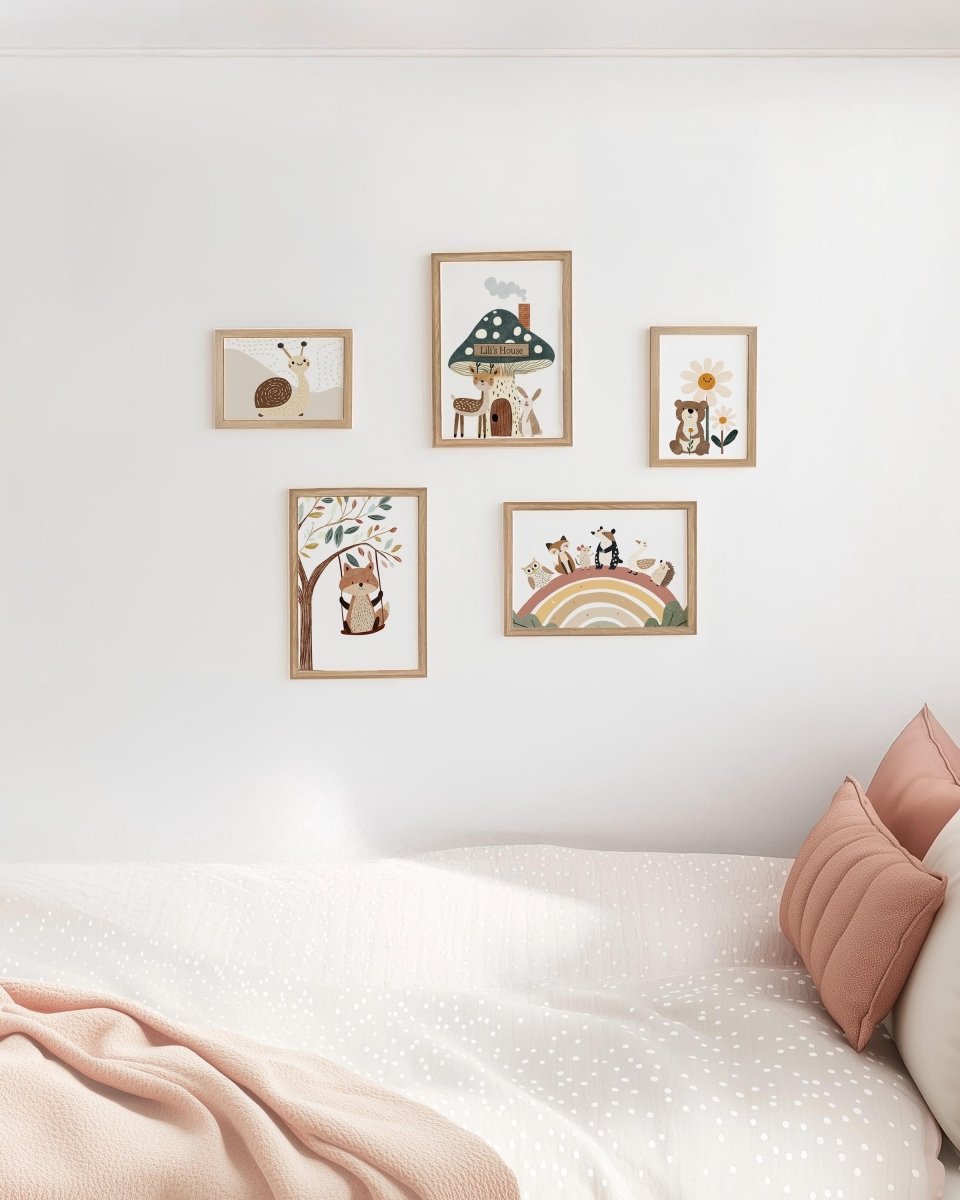Woodland Nursery Gallery Wall Set – Forest Animal Prints - RoseRowanDesign - Wall Art