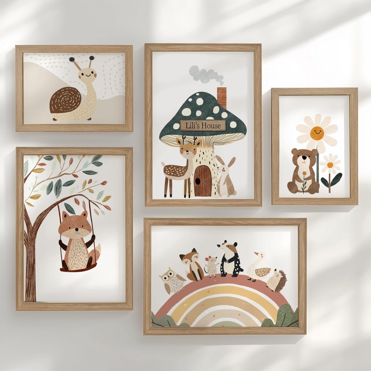 Woodland Nursery Gallery Wall Set – Forest Animal Prints - RoseRowanDesign - Wall Art