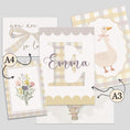 Load image into Gallery viewer, Yellow Gingham Nursery Gallery Wall Prints – Personalised Balloon & Goose Wall Art Set - RoseRowanDesign -