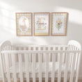 Load image into Gallery viewer, Yellow Gingham Nursery Prints – Goose, Wildflowers & Personalised Name Set - RoseRowanDesign -