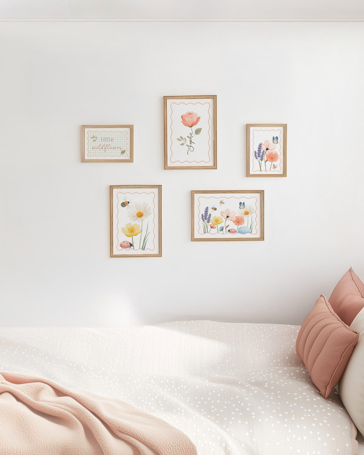 Personalised Little Wildflower Nursery Gallery Wall | Set of 5 Prints