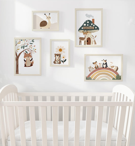 Woodland Nursery Gallery Wall Set – Forest Animal Prints