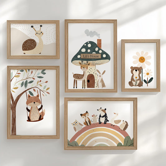 Woodland Nursery Gallery Wall Set – Forest Animal Prints