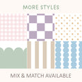 Load image into Gallery viewer, The image is a collage of six different patterns, each with a unique design, and it is labeled as "Mix & Match Available".
