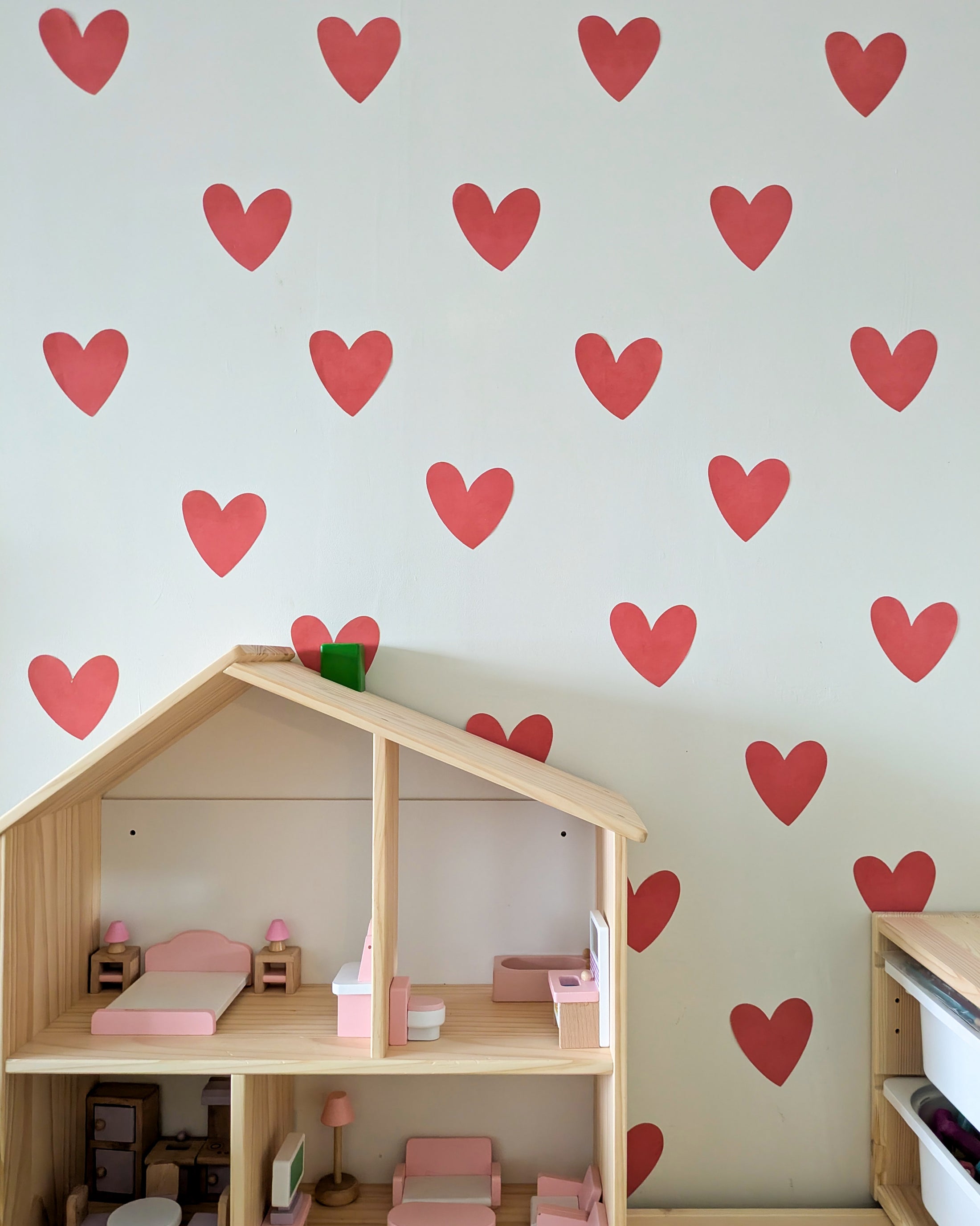 Premium Fabric Nursery Wall Stickers - Red Hearts