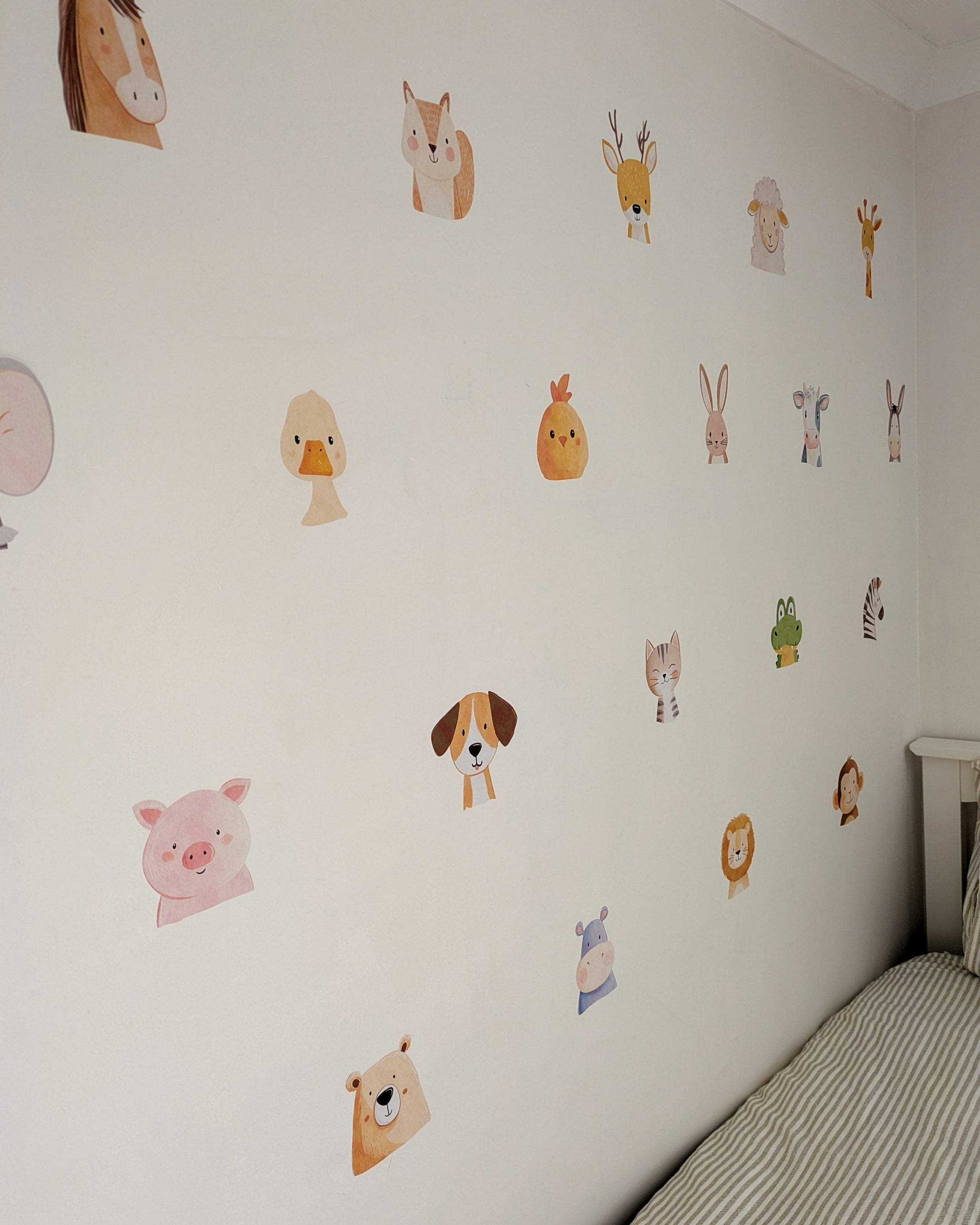 Animal Character Wall Stickers – Cute Nursery Fabric Decals | Removable & Reusable